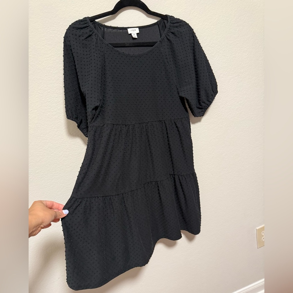 J. Crew Black Textured Tiered Mini Dress